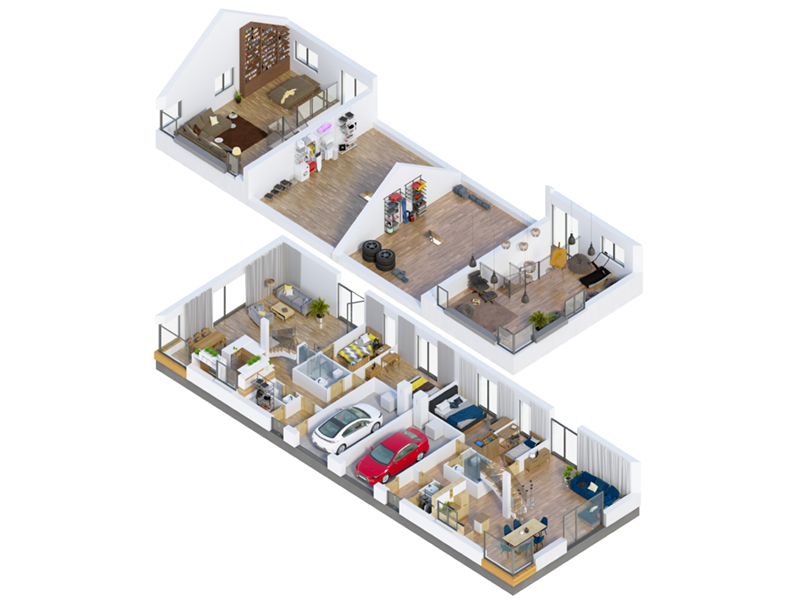 Wizualizacje Architektoniczne - Rzut Izometryczny Wnętrza Mieszkania