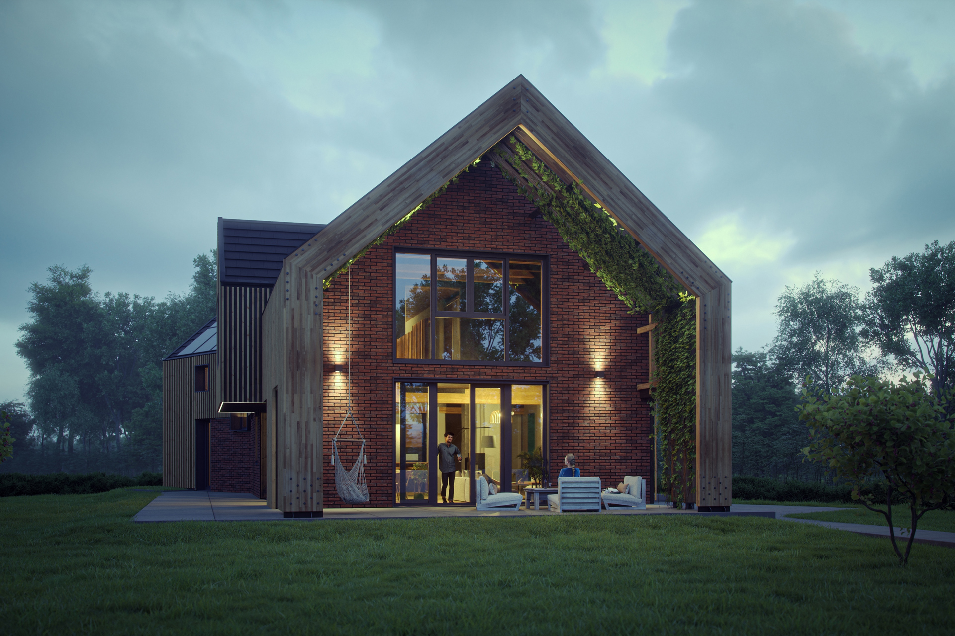 Nowoczesny Dom Ekologiczny - Wizualizacja Architektoniczna 3d